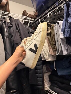 Veja White Low-Top Sneakers with Black V